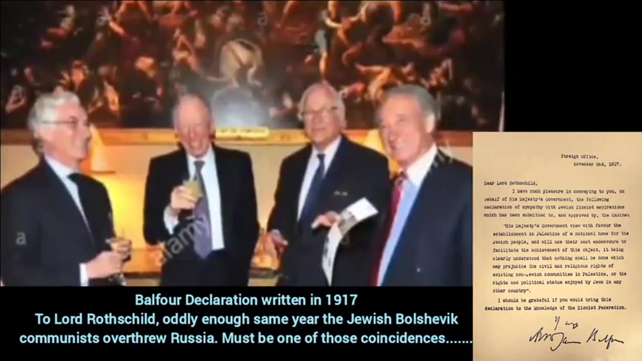 Balfour Declaration written in 1917 ⧸ same year the Jewish Bolshevik communists overthrew Russia
