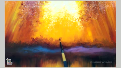 How to paint Sunset in the forest with animal | PAINTLANE