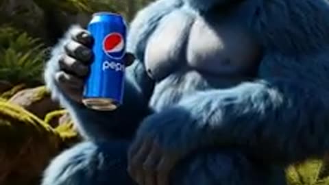 Blue Big Foot Drinking Pepsi