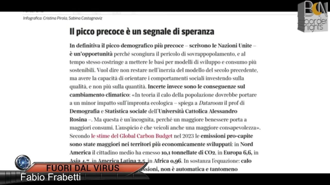 POPOLAZIONE DA RIDURRE PER SALVARE IL MONDO Fuori dal Virus n.1390.SP