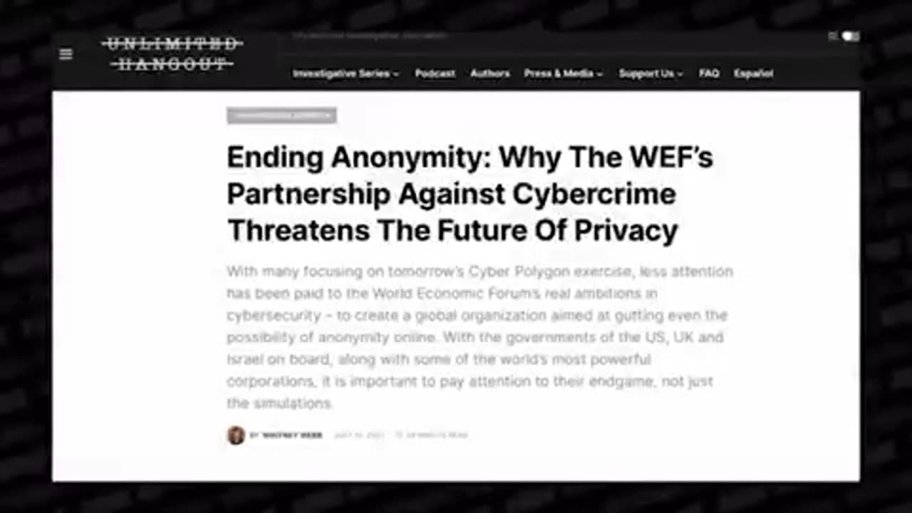 The WEF is pushing "for every person's access to the internet to be tied to a Digital ID"- Whitney Webb