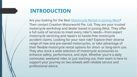 Best Motorcycle Rental in Jurong West