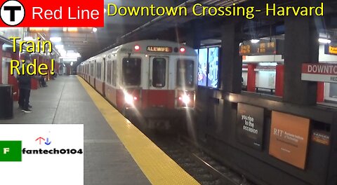 Riding a MBTA Red Line 1600 series train from Downtown Crossing to Harvard Square