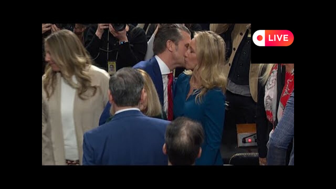 Pete Hegseth Hugs Supporters, Kisses Wife After Senate Confirmation Hearing