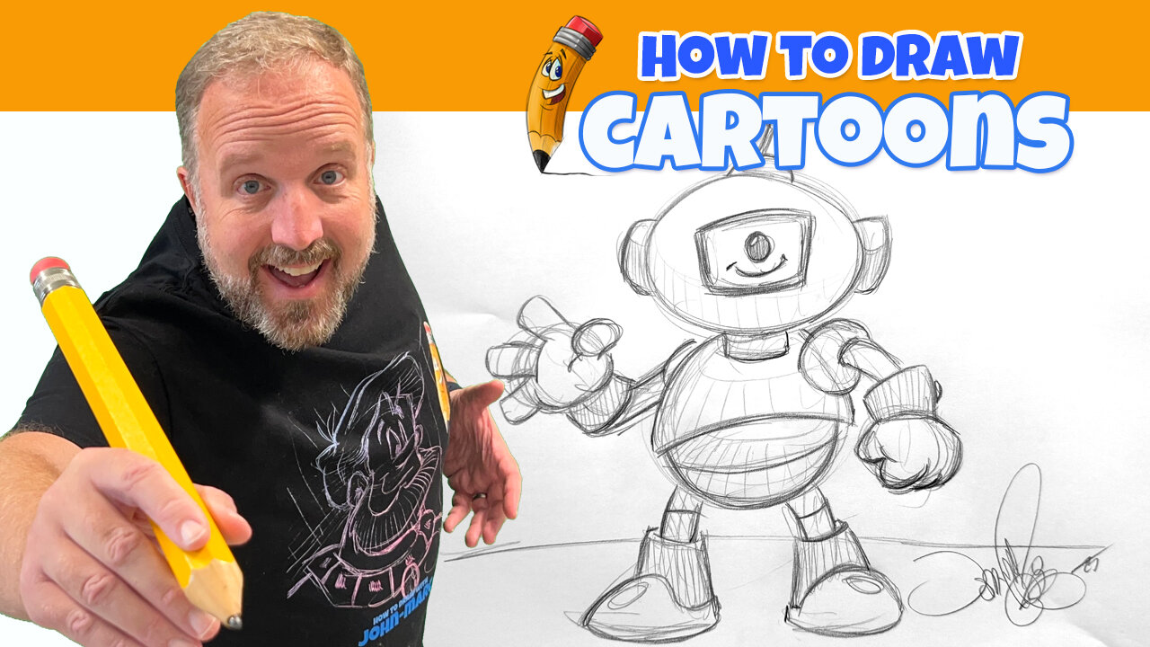 How to draw a cartoon robot