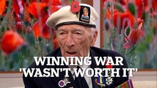 World War II vet says sacrifice was not worth it, says war veteran. no wonder he feels that way