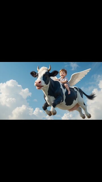 Flying High: Baby's Dream Ride on a Magical Winged Cow