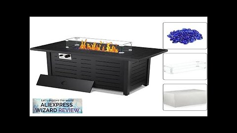 43" Fire PitPropane Fire Pit Table with Blue Glass Rocks and Tempered Review