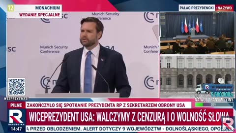 Wiceprezydent USA @JDVance : walczymy z cenzurą i o wolność słowa
