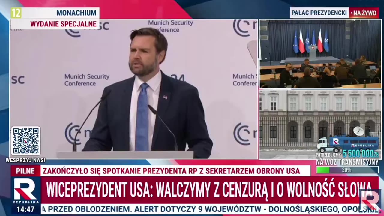 Wiceprezydent USA @JDVance : walczymy z cenzurą i o wolność słowa