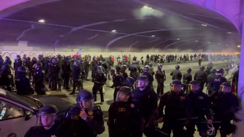 UPDATE: Over 100 protesters, who failed to disperse, have been detained by LAPD.