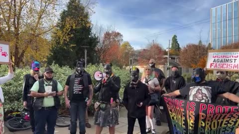 Furry protester gives a DISTURBING speech at the ‘Degenerates Against Fascism’