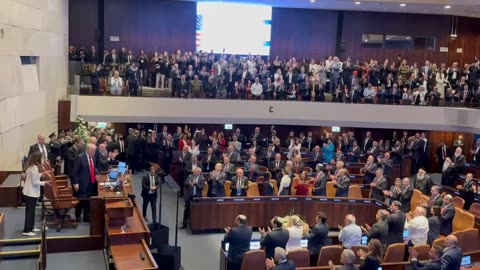 History at the Knesset The Knesset stands to its feet in honor of President Trump