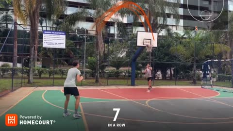 Treino de arremesso no basquete usando o aplicativo Homecourt