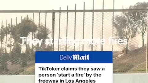 TikToker catches the moment a person starts a fire next to a freeway in LA