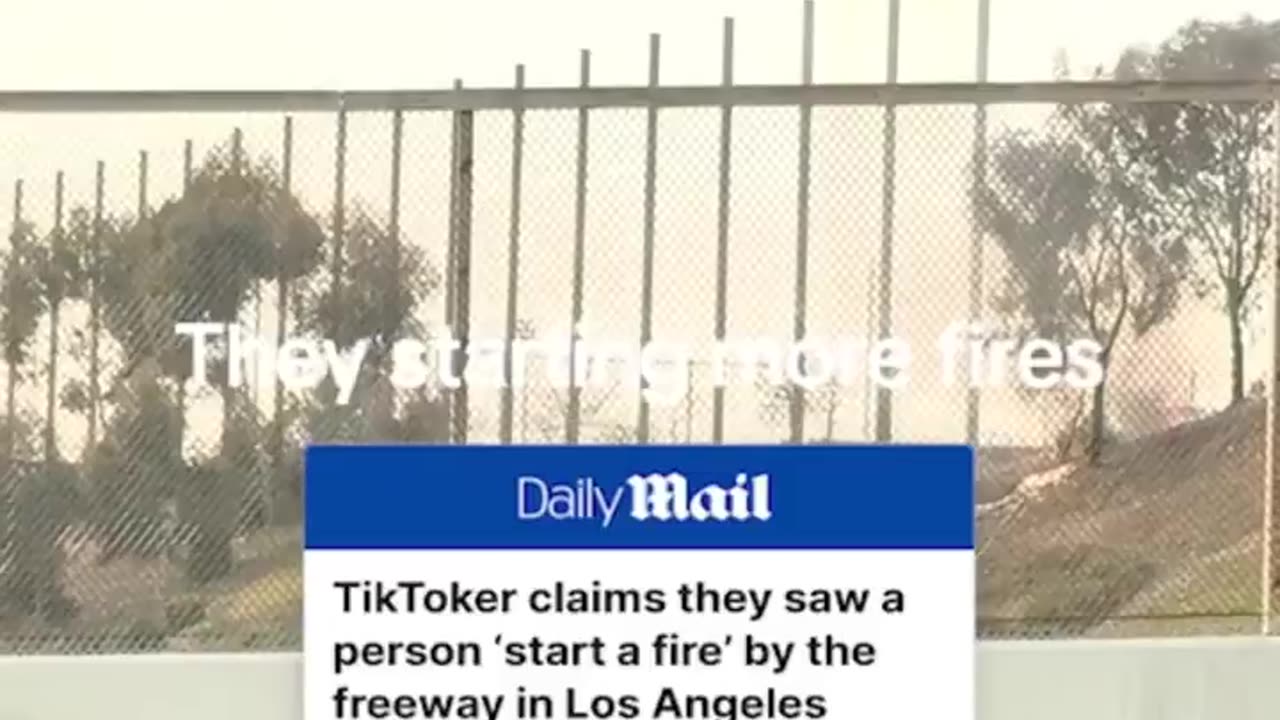 TikToker catches the moment a person starts a fire next to a freeway in LA