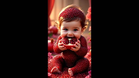 Baby. Small pomegranate. ASMR