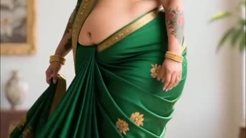 Ssbbw in green saree