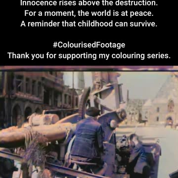 In the Shadow of Conflict Children and Abandoned Gun #ColourisedHistory