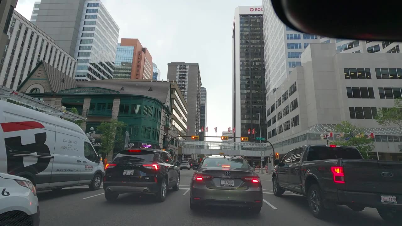 Driving in Calgary Downtown
