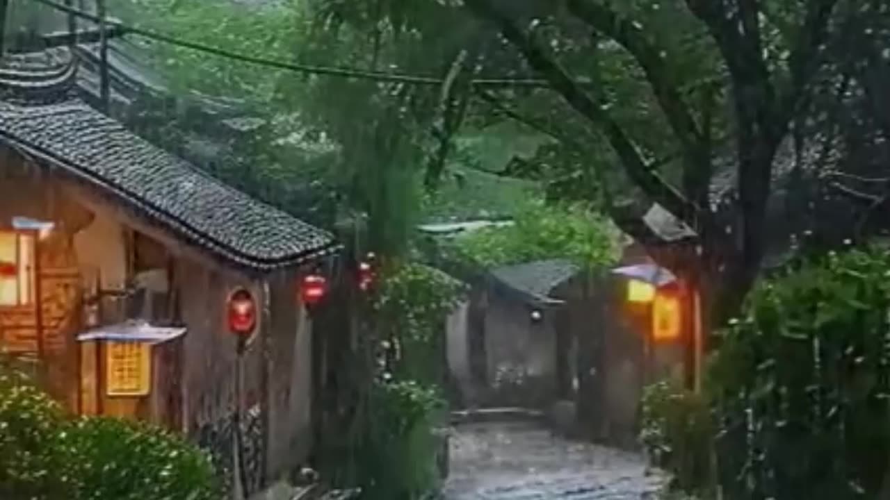 Rainy Twilight Resort Path.