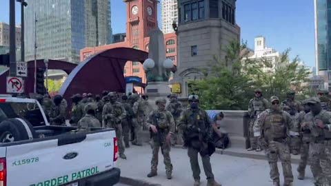 MASSIVE groups of armed Border Patrol agents have just arrived in Downtown Chicago