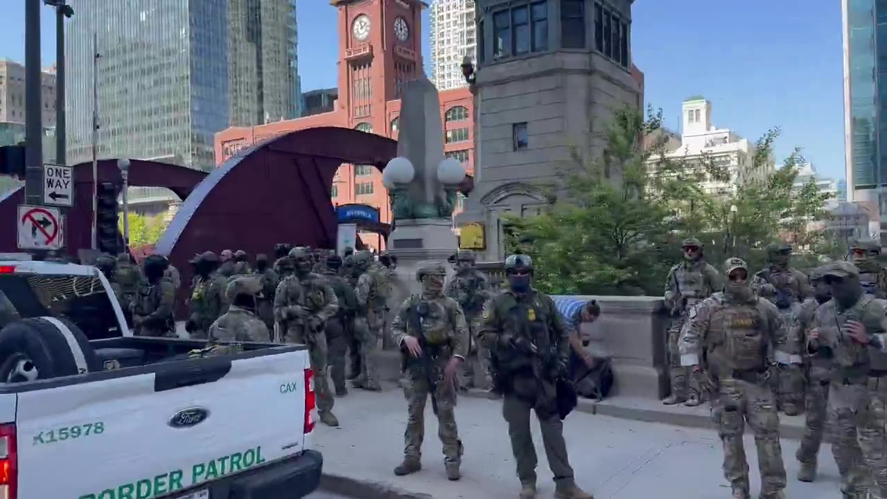 MASSIVE groups of armed Border Patrol agents have just arrived in Downtown Chicago