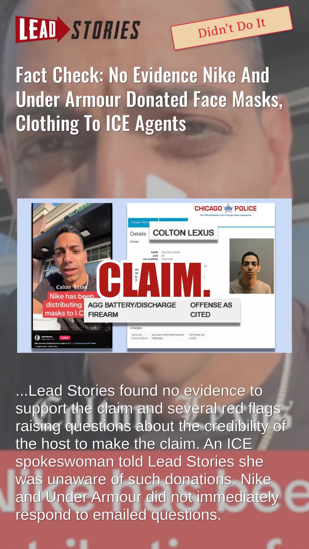 Fact Check: No Evidence Nike And Under Armour Donated Face Masks, Clothing To ICE Agents