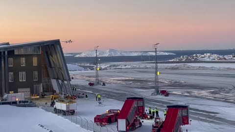 Trump arrives in Greenland.