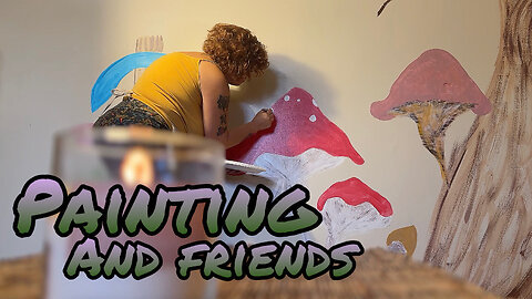 Painting a mushroom mural on my wall- (Bedroom remodel)