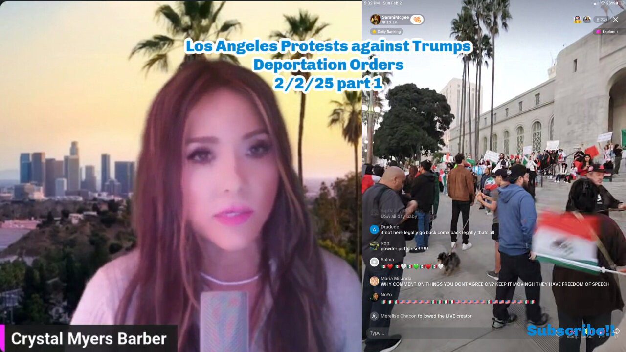 Showing Protests in Los Angeles Sunday #Mass Deportation live Part 1