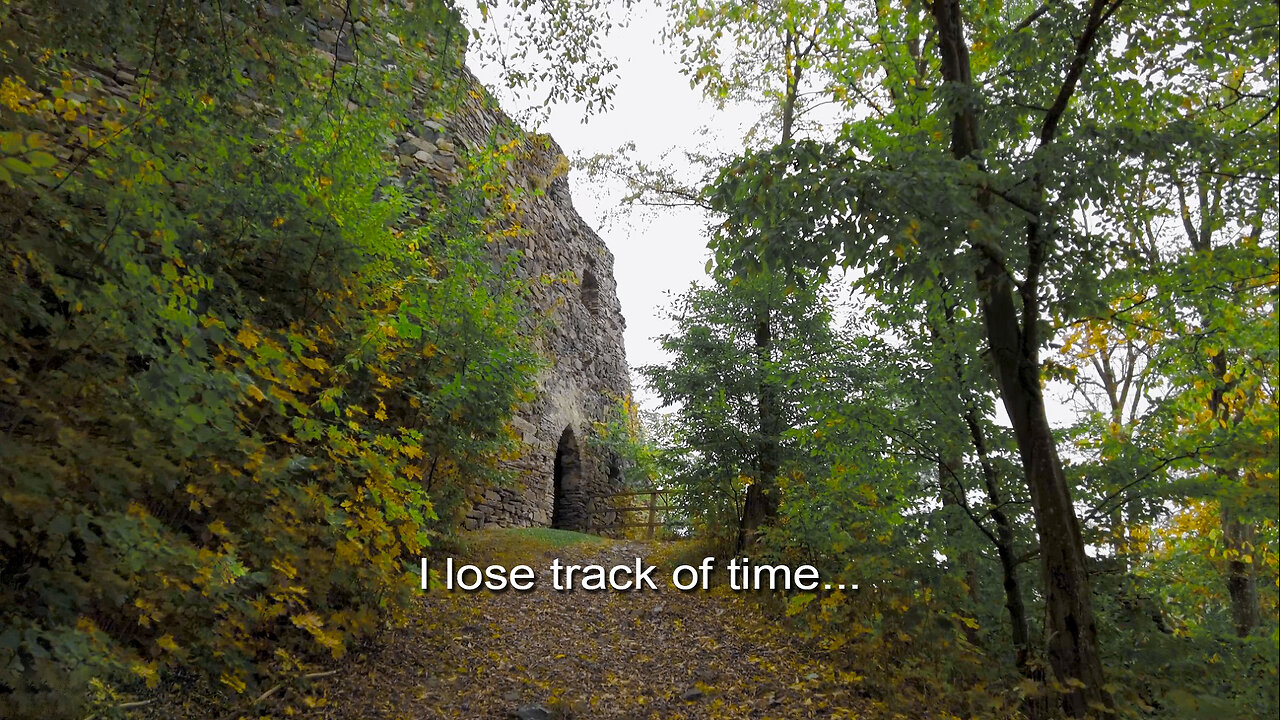 Walking In Rain To The Ruins In The Forest - ASMR Stormy Walk In Early Autumn