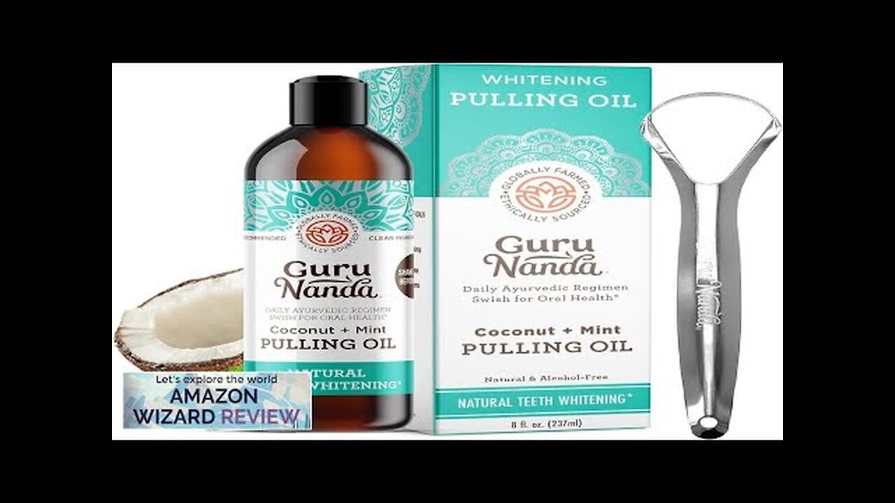 GuruNanda Coconut & Peppermint Oil Pulling (8 Fl.Oz) with Tongue ...