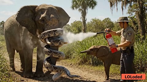 Heroic Baby Elephant Summons Help to Save Mom from Giant Python Assault! 🐘😱🐍