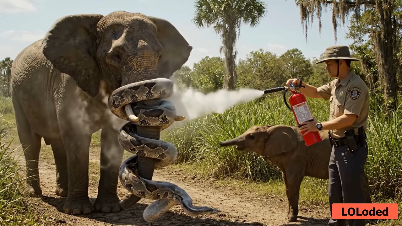 Heroic Baby Elephant Summons Help to Save Mom from Giant Python Assault! 🐘😱🐍