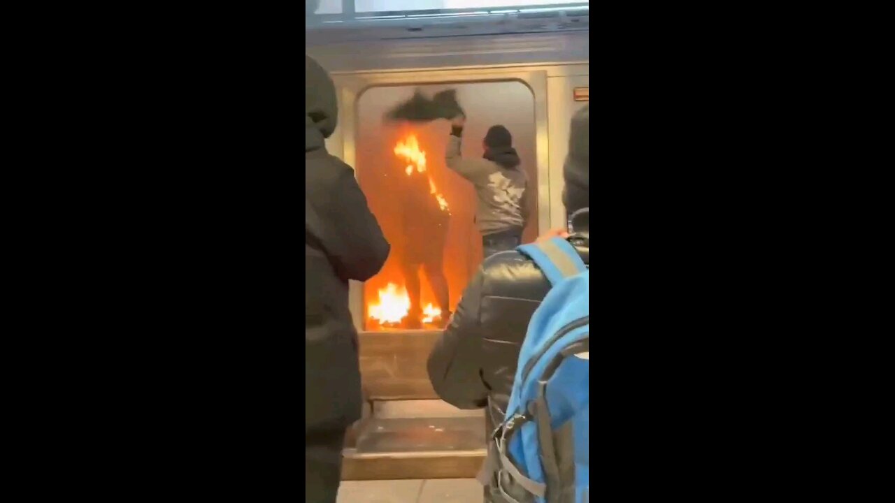 Lady lit on Fire on the F train