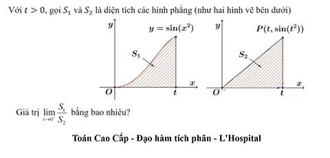 Toán Cao Cấp: Gọi S1 và S2 là diện tích các hình phẳng (như hai hình vẽ bên dưới). Lim S1/S2