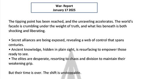 WAR REPORT - JANUARY 17 2025 - THE TIPPING POINT HAS BEEN REACHED