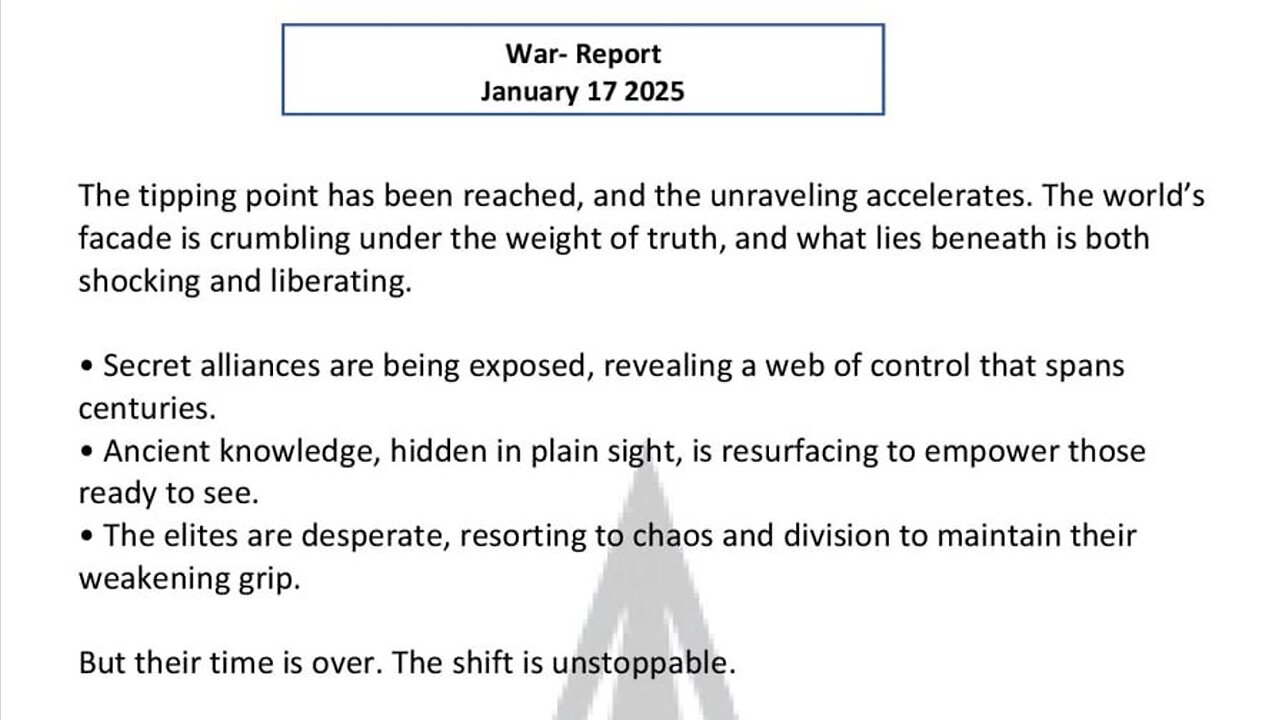 WAR REPORT - JANUARY 17 2025 - THE TIPPING POINT HAS BEEN REACHED