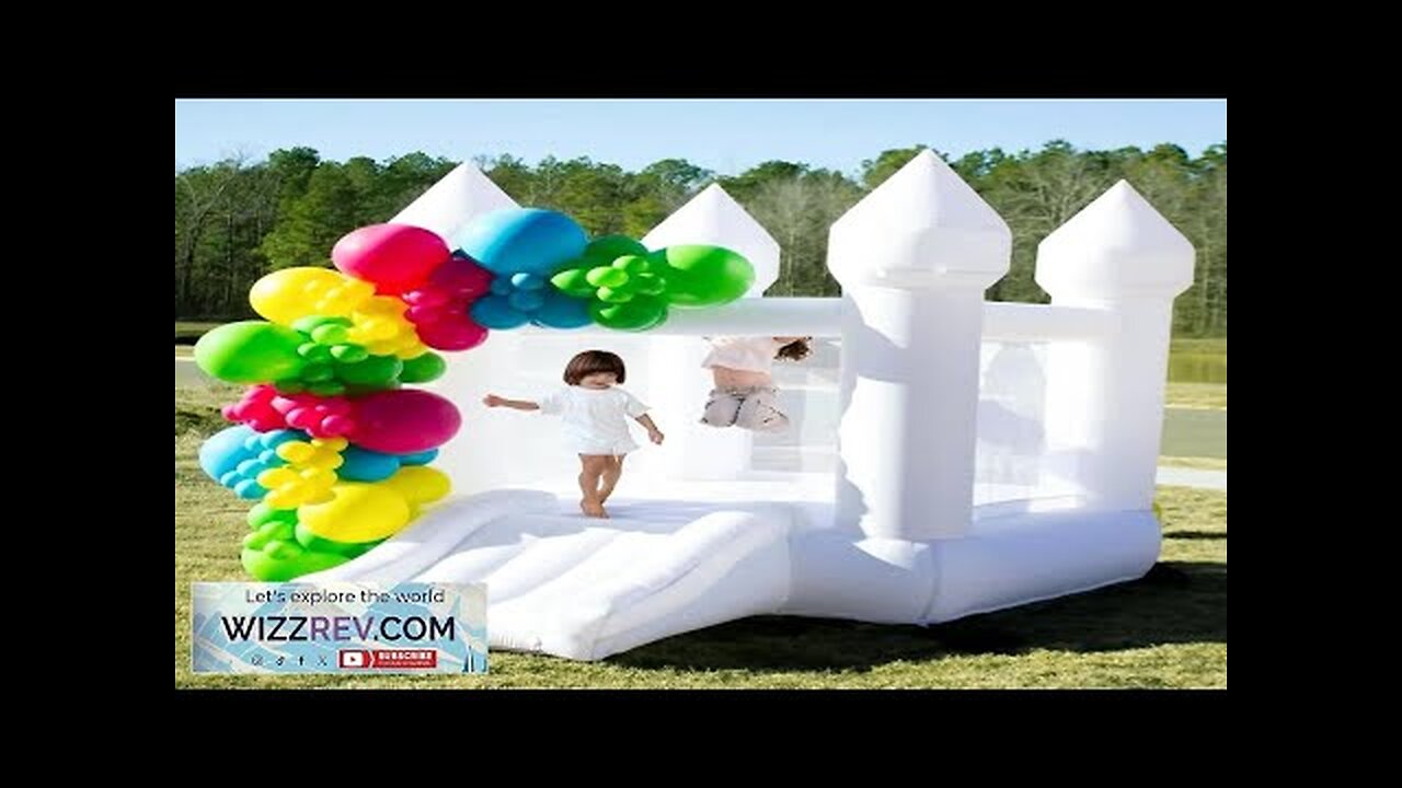 Small Inflatable Bounce House White Bounce House Jumping Castle with Slide Blower Review