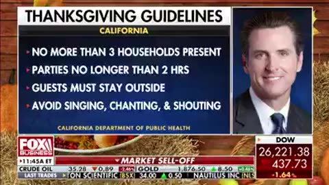 FLASHBACK: California Governor Gavin Newscum's DRACONIAN Thanksgiving "guidelines" in 2020