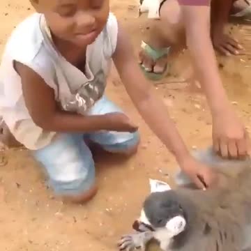 Två slutkörda barnarbetare på Madagaskar utnyttjas hänsynslöst av en lemur