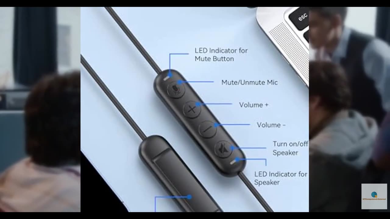 EMEET HS50 Wired Headset with Mic, On-Ear Computer Headphones with Noise Cancell