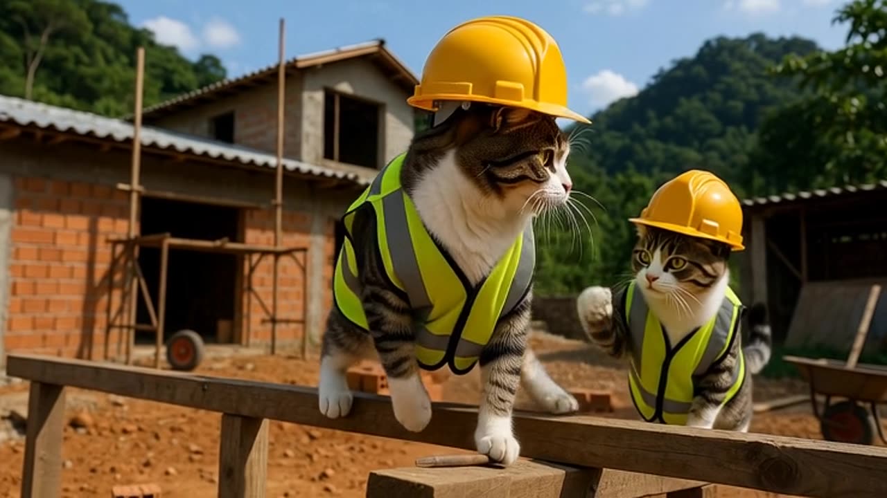 Funny Cats at Work 😂🐱 | This Went Totally Wrong!” “Cats Trying to Work on a Construction