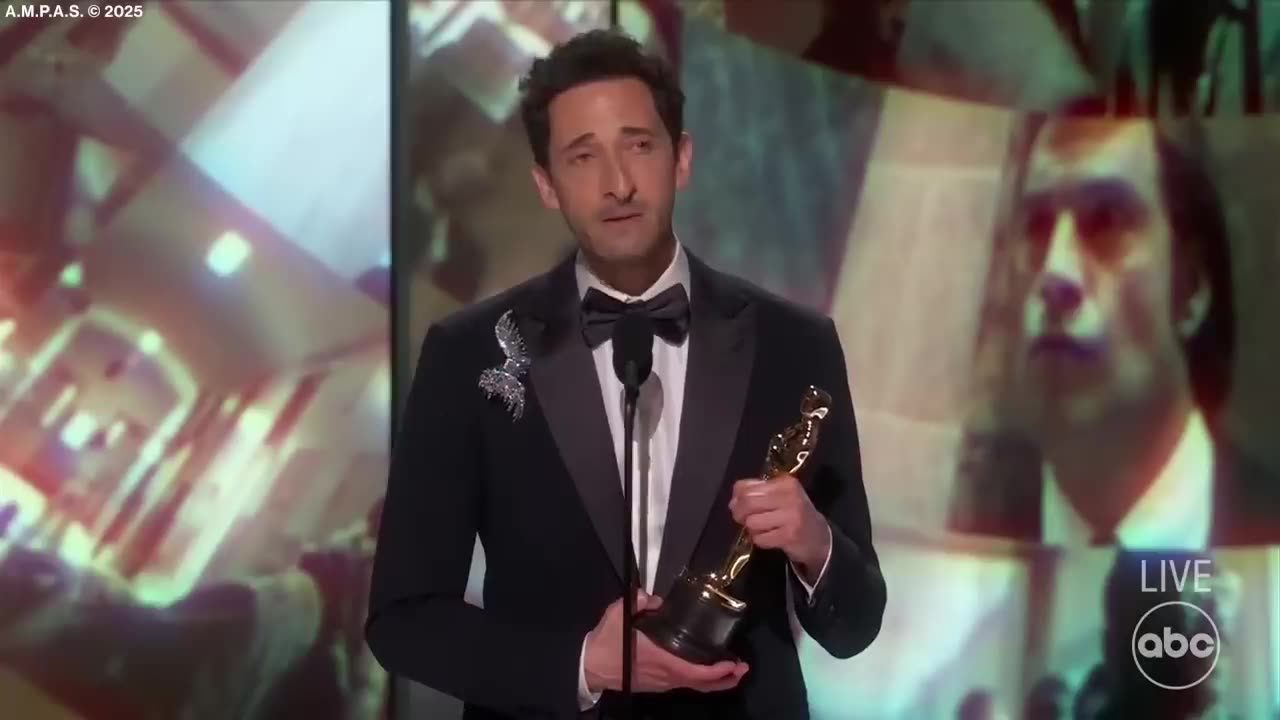 Oscars 2025: Adrien Brody accepts award for best actor in 'The Brutalist'