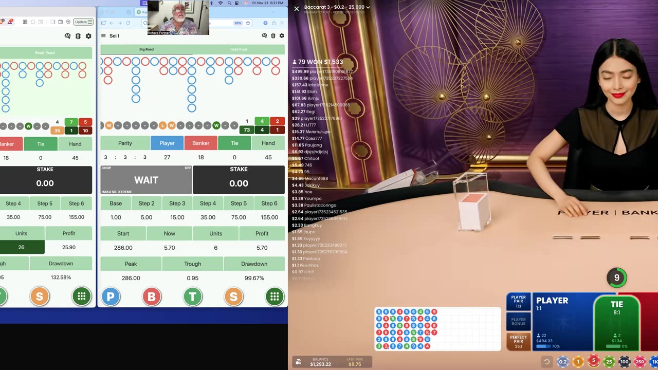 Win Playing Baccarat, SEI I using 3 Apps on one shoe for our subscribers at RigelCastle.com