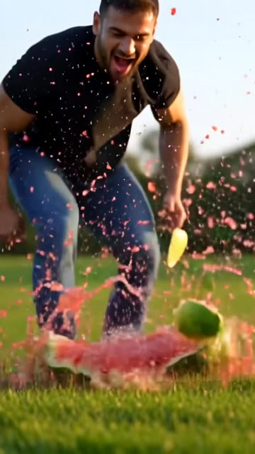 Man Destroys Watermelon