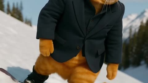 Snowboarding Animals: AI Cat and Squirrel Hit the Slopes!
