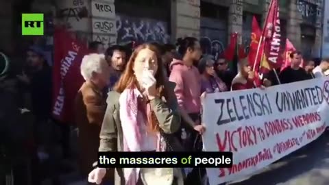 Anti-Zelensky protest "We will never forget the massacres of Odessa and Donbass by the Nazis