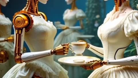 Robot Girl Dancing While Drinking Tea 🤖☕ | Amazing Moves!